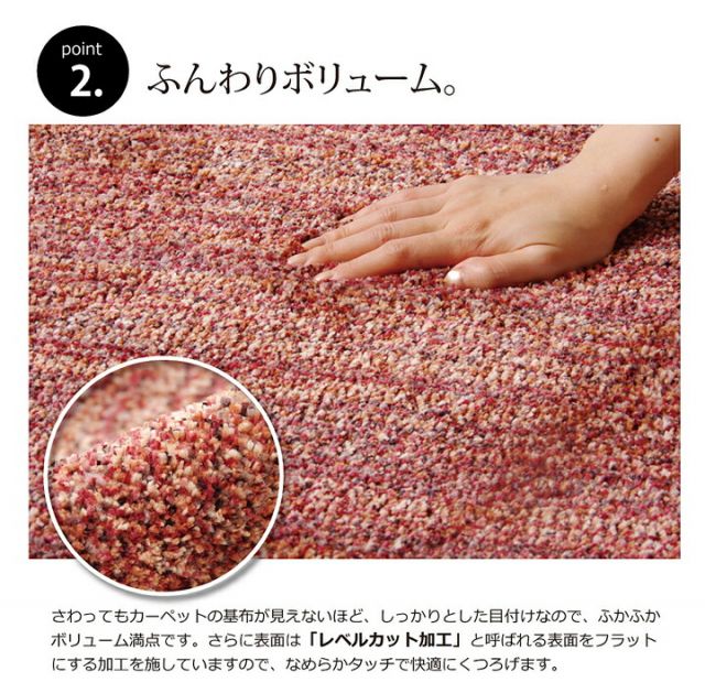 ラグ カーペット 3畳 抗菌 防臭 防ダニ タフト 国産 ミックスカラー 『イリゼ』 約190×240cm