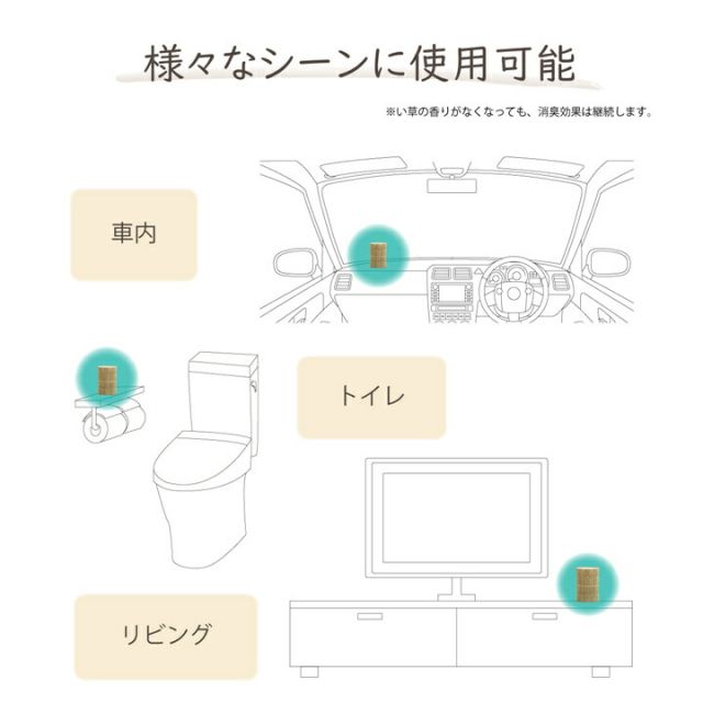 日本製 国産 消臭剤 い草 天然素材 デオグラス 帯白 約10×6.5cm丸