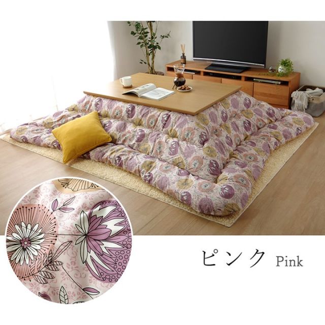 こたつ布団 正方形大 国産 花柄 掛け単品 約205×285cm