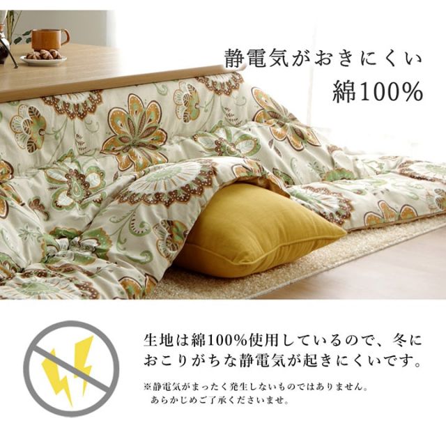 こたつ布団 正方形大 国産 花柄 掛け単品 約205×285cm