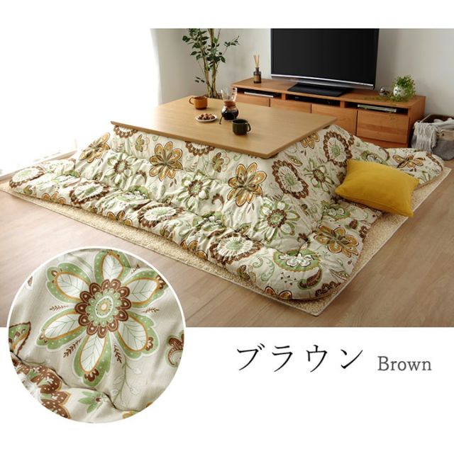 こたつ布団 長方形大 国産 花柄 掛け単品 約205×385cm