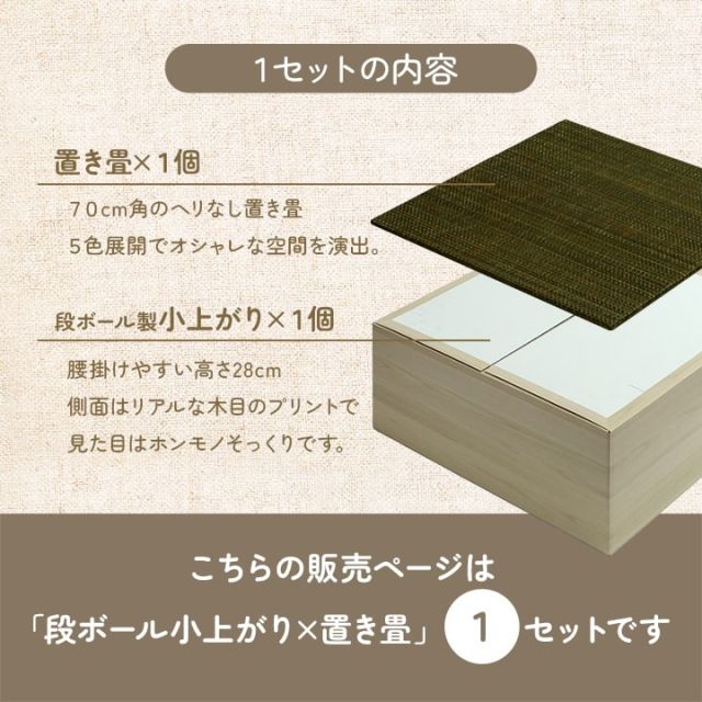 畳 ユニット 置き畳 小上がり 和室 和モダン 段ボール 畳ベッド 畳ベンチ 1組セット エコ 軽量 簡単 70×70×29.5cm