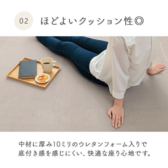ラグ カーペット 無地ラグ 無地カーペット ボリュームラグ フランネル タッチ感 ストライプ 滑り止め 約180×240cm 約2畳
