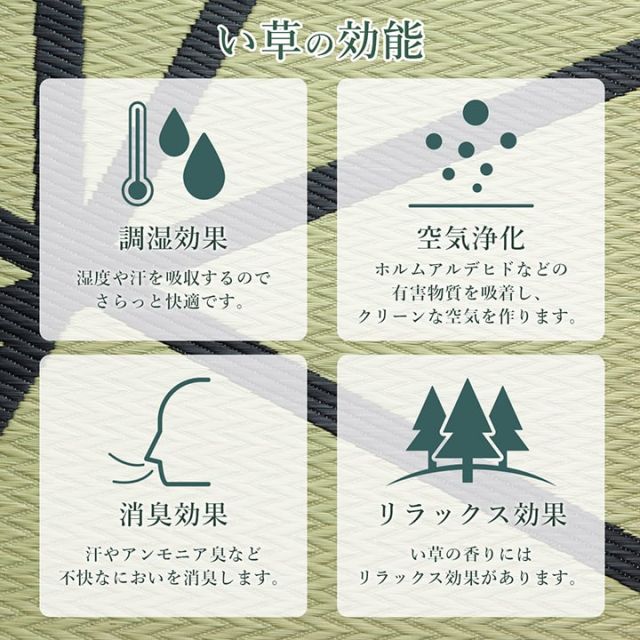 ラグ い草 モダン 純国産 国産 日本製 ウレタン 抗菌防臭 自然素材 ナチュラル 約191×191cm