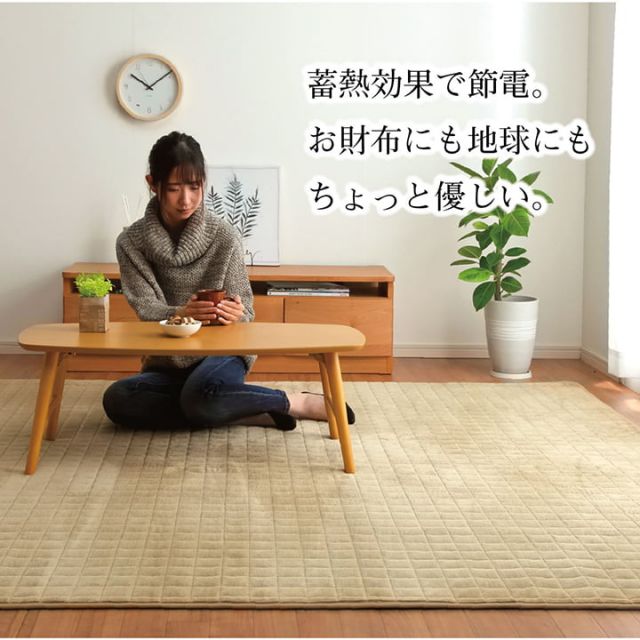 ラグ 滑りにくい 暖かい 保温 蓄熱 断熱 アルミ 無地 約130×185cm ホットカーペット対応