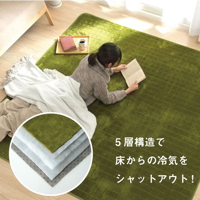 ラグ 滑りにくい 暖かい 保温 蓄熱 断熱 アルミ 無地 約200×300cm ホットカーペット対応