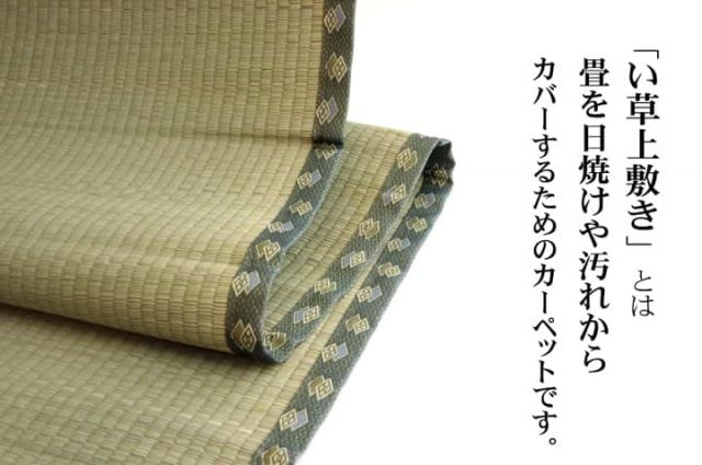 純国産 い草 上敷き カーペット 双目織 『松』 江戸間6畳(約261×352cm）