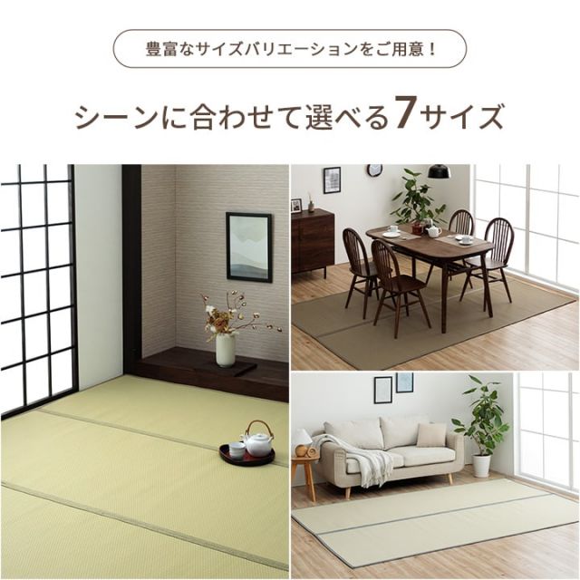 洗える ござ 日本製 国産 カーペット リバーシブル 丈夫 除菌スプレー対応 敷詰 ラグ 敷物 ペット 江戸間2畳（約174×174cm）
