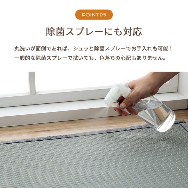 洗える ござ 日本製 国産 カーペット リバーシブル 丈夫 除菌スプレー対応 敷詰 ラグ 敷物 ペット 江戸間2畳（約174×174cm）