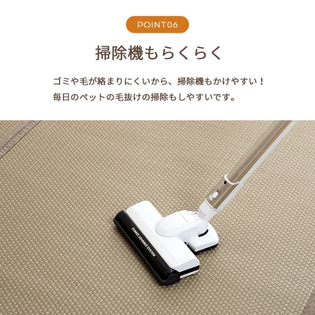 洗える ござ 日本製 国産 カーペット リバーシブル 丈夫 除菌スプレー対応 敷詰 ラグ 敷物 ペット 江戸間6畳（約261×352cm）