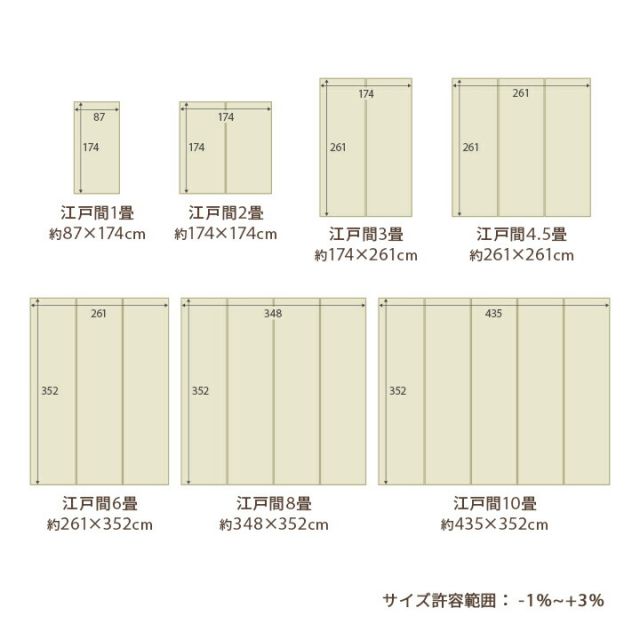 洗える ござ 日本製 国産 カーペット リバーシブル 丈夫 除菌スプレー対応 敷詰 ラグ 敷物 ペット 江戸間6畳（約261×352cm）