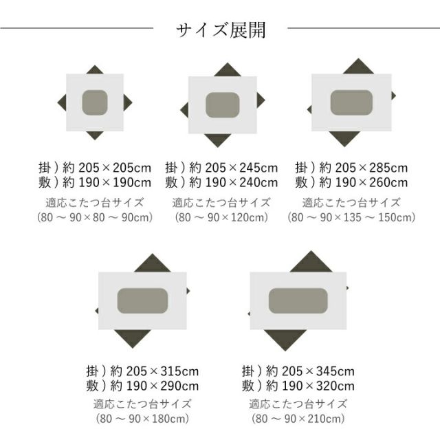 日本製 こたつ布団 こたつ厚掛敷布団 セット 和柄 長方形 大判 約205×285cm