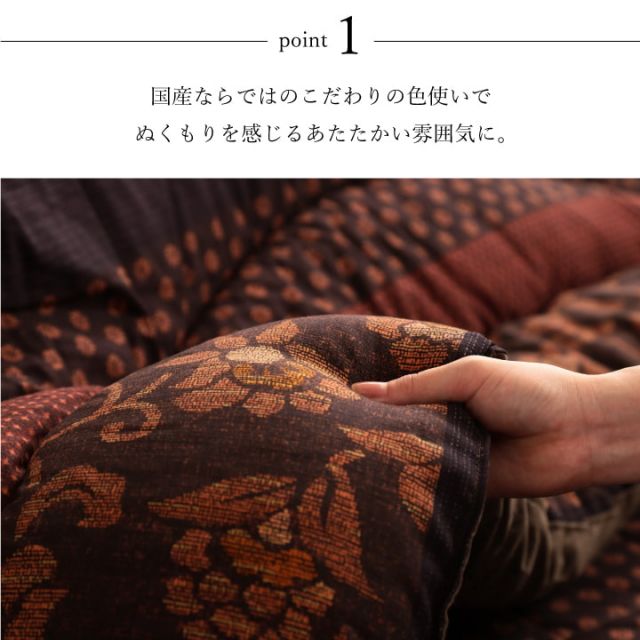 日本製 こたつ布団 こたつ厚掛敷布団 セット 和柄 長方形 大判 約205×285cm