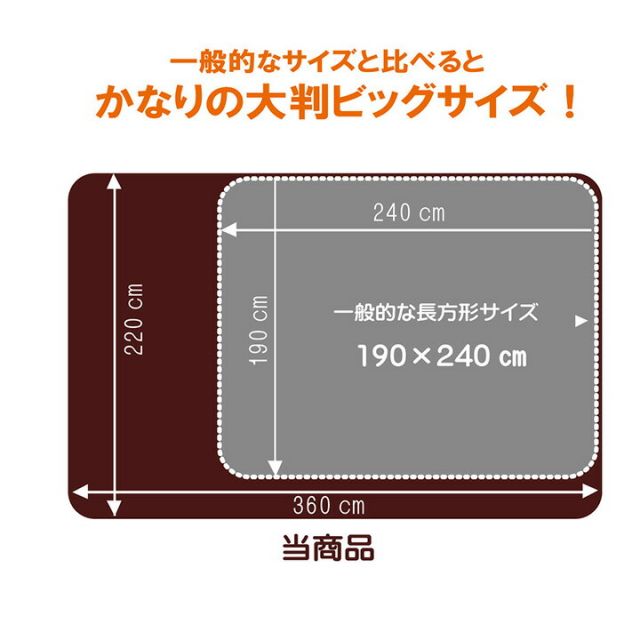 ラグ こたつ敷き布団 長方形 大きい 幅広ラグ 約220×360cm