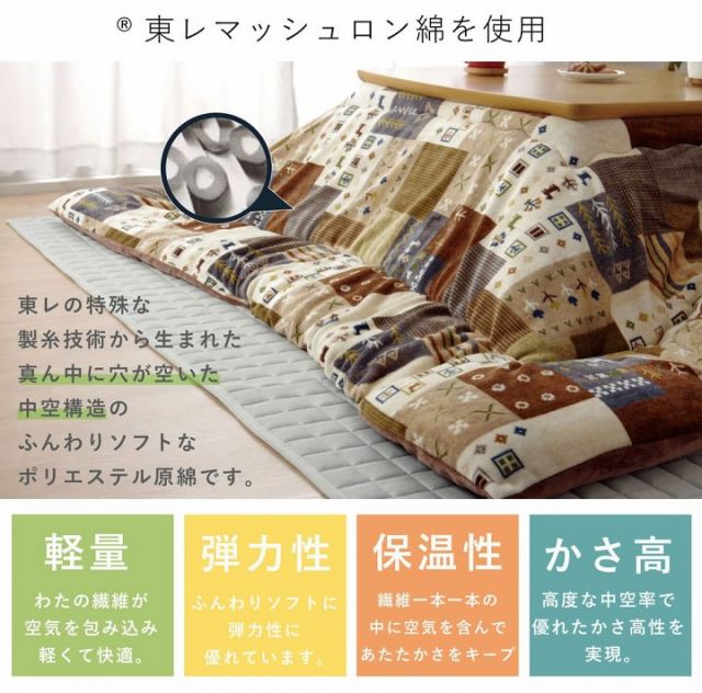 スーパSALE10倍＆4時間限定10％OFF こたつ布団 長方形 パッチワーク風 カントリー調 掛け単品 約190×240cm