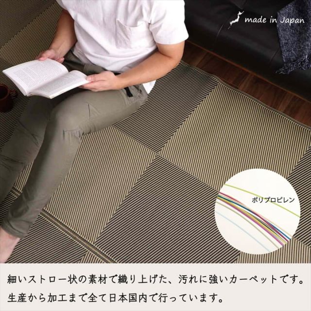 洗える ござ 日本製 国産 カーペット 丈夫 除菌スプレー対応 敷詰 ラグ 敷物 ナチュラルスタイル アウトドア レジャー ペット 江戸間2畳（約174×174cm）