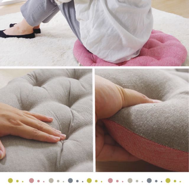 スーパSALE10倍＆4時間限定10％OFF クッション フロア 綿100% 無地 シンプル 『ルージュ』 約53cm丸