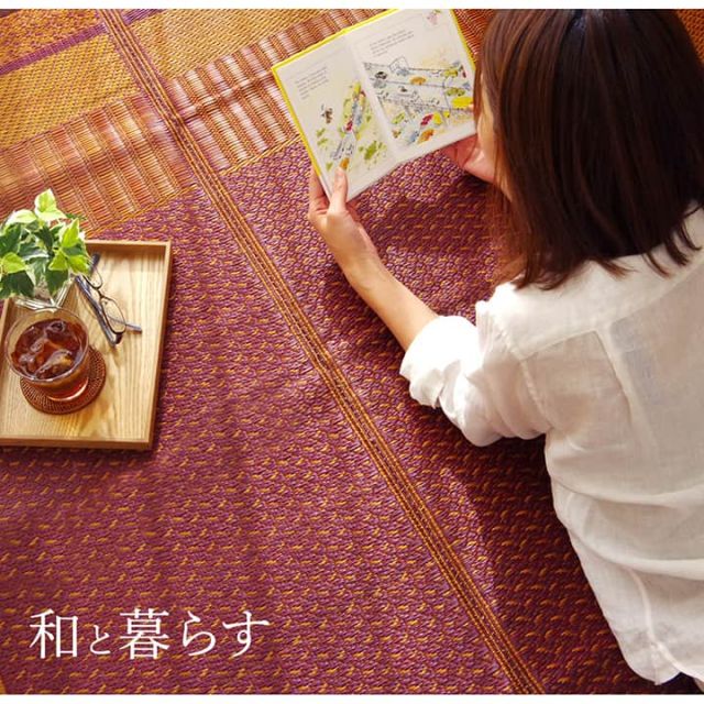敷物 花ござ 国産 純国産 日本製 い草 モダン 抗菌防臭 自然素材 江戸間8畳 約348×352cm