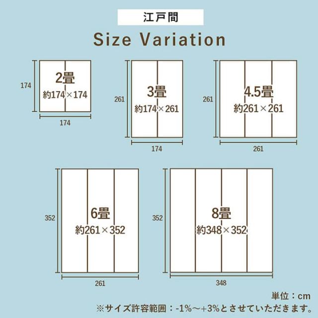 い草ラグ 花ござ カーペット 格子柄 ナチュラル シンプル 和室 抗菌防臭 消臭 お手入れ簡単 夏快適さらさら 江戸間3畳 (約174×261cm）