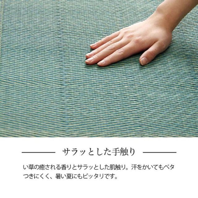 い草ラグ 花ござ カーペット 格子柄 ナチュラル シンプル 和室 抗菌防臭 消臭 お手入れ簡単 夏快適さらさら 江戸間3畳 (約174×261cm）