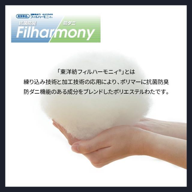 寝具 洗える 抗菌防臭 防ダニ 消臭 掛け布団 東洋紡フィルハーモニー アレル物質を吸着分解 カバー付き 日本製 セミダブルロング ソフィア約170×210cm