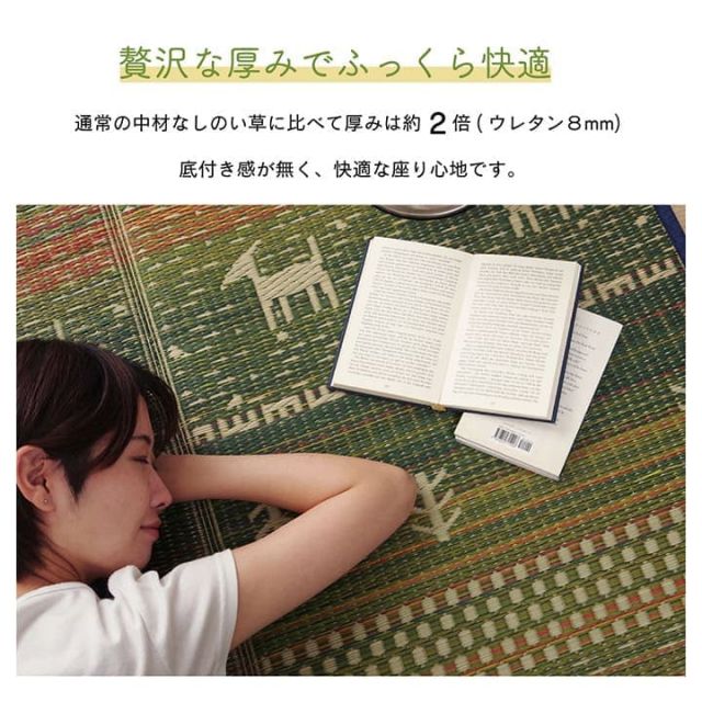 ラグ マット い草 ギャベ 自然素材 抗菌防臭 不織布 約60×180cm