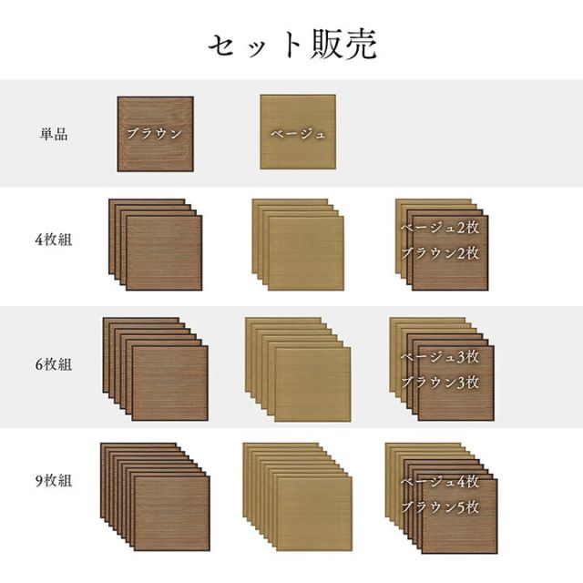 スーパSALE10倍＆4時間限定10％OFF 置き畳 ユニット畳 システム畳 国産 日本製 低反発ウレタン 約82×82×2.3cm 6P 各色3枚 （ベージュ3枚3枚）