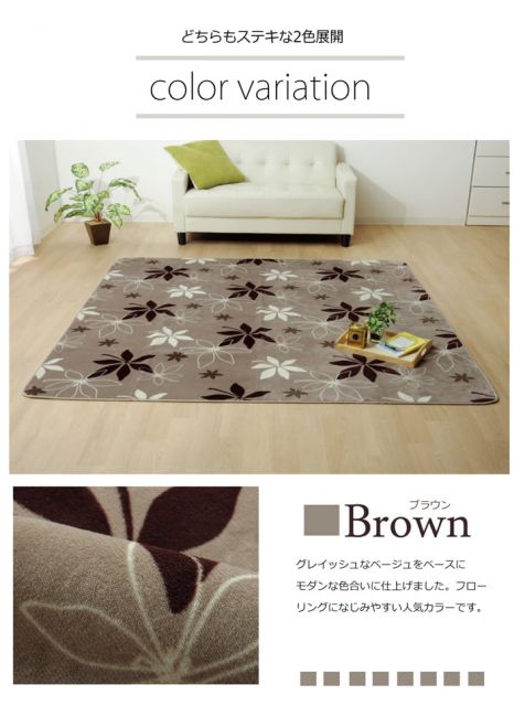 ラグ カーペット 2畳 洗える 抗菌 防臭 無地 『WSプランタ』 約185×185cm （ホットカーペット対応）