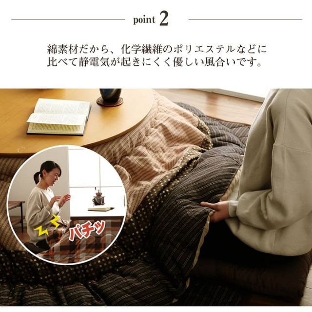 こたつ布団 円形 単品  しじら織り 約205cm丸
