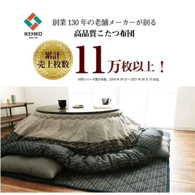 こたつ布団 円形 単品  しじら織り 約225cm丸