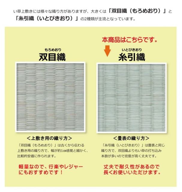 純国産 い草 上敷き カーペット 糸引織 『湯沢』 三六間6畳(約273×364cm）