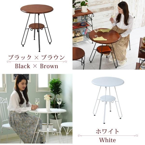 3%OFFクーポン有  ヨーロッパ風 ロートアイアン 家具 カフェテーブル 丸 テーブル 幅60cm 高さ70 棚付き アイアン 脚 アンティーク風 MI