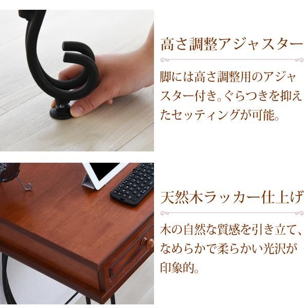 スーパSALE10倍＆4時間限定10％OFF ヨーロッパ風 ロートアイアン 家具 ミニデスク シンプルデスク 幅76.5 奥行47 引き出し 付き アイアン 脚 アンティーク風 MI