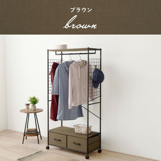 スーパSALE10倍＆4時間限定10％OFF 収納豊富なキャスター付きハンガーラック