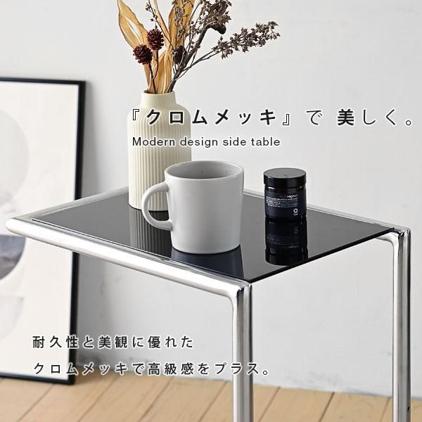 3%OFFクーポン有  ベッドサイドテーブル スリム サイドテーブル キャスター 付き ベッド横テーブル ガラス コの字 ブラック ソファ サイドテーブル ベッド脇 高さ 調整 MI