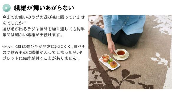 ラグマット/絨毯 GROVE RUG 140cm×200cm ブラウン 長方形 『NEXTHOME』 〔リビング ダイニング〕代引NG