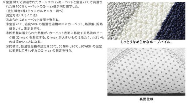 ラグマット 130cm×190cm スカイブルー 長方形 フレンチボーダー柄 日本製 マイナス6℃冷たいクールエコ2ラグ 『NEXTHOME』代引NG