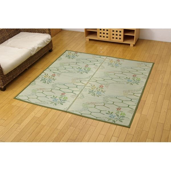 い草 花ござ/ラグマット 江戸間4.5畳 約261×261cm 抗菌 防臭 調湿 防汚 〔リビング ダイニング〕代引NG