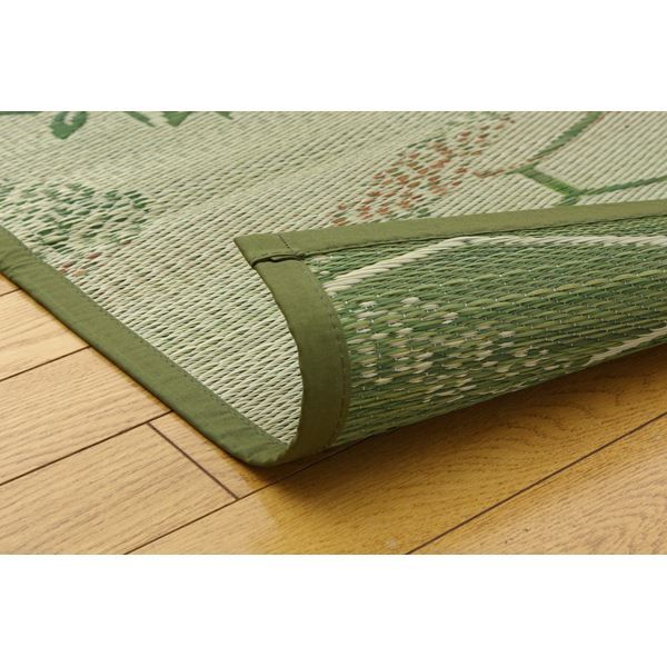 い草 花ござ/ラグマット 江戸間8畳 約348×352cm 抗菌 防臭 調湿 防汚 〔リビング ダイニング〕代引NG