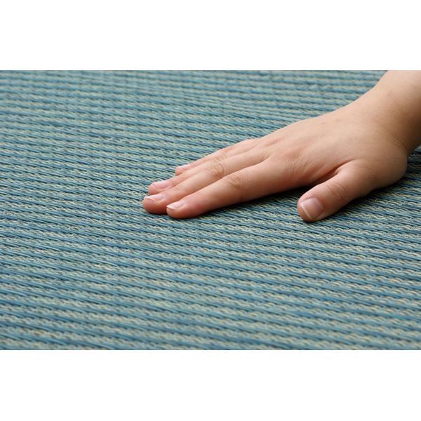 い草 花ござ/ラグマット ブルー 本間4.5畳 約286.5×286cm 裏：不織布 防傷 抗菌・防臭効果 調湿機能 〔リビング〕 代引NG