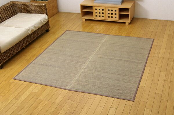 い草 花ござ/ラグマット ブルー 本間4.5畳 約286.5×286cm 抗菌・防臭効果 調湿機能 〔リビング ダイニング〕 代引NG