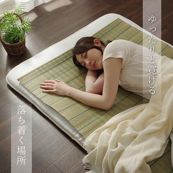 国産 い草 い草シーツ ネゴザ 寝ござ シンプル さらさら グリーン シングル 約88×180cm代引NG