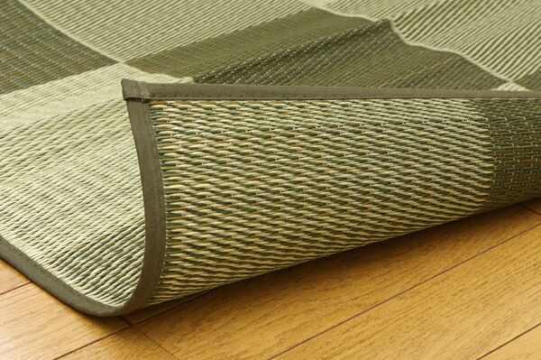 日本製 い草 ラグマット/絨毯 ブロック柄 グレー 約140×200cm 調湿 抗菌 防臭 耐久性抜群 〔リビング〕代引NG