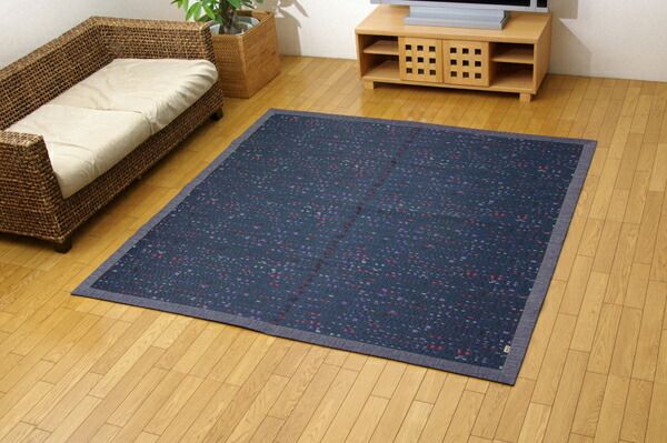い草 ラグマット/絨毯 柳川段通 三重織 ブラウン 約191×191cm 日本製 抗菌 防臭 調湿機能付 〔リビング ダイニング〕代引NG