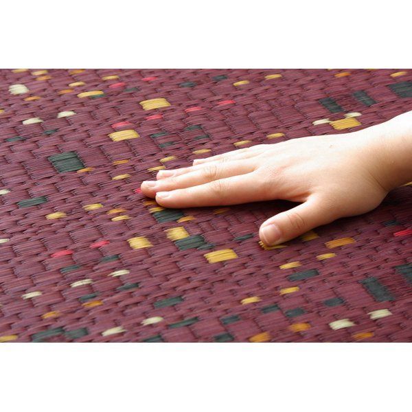 い草 ラグマット/絨毯 柳川段通 三重織 ブラウン 約191×191cm 日本製 抗菌 防臭 調湿機能付 〔リビング ダイニング〕代引NG