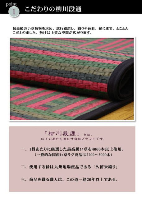 い草 ラグマット/絨毯 柳川段通 四重織 ブラウン 約191×191cm 日本製 抗菌 防臭 調湿機能付 〔リビング ダイニング〕代引NG