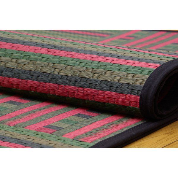 い草 ラグマット/絨毯 柳川段通 四重織 レッド 約95×191cm 日本製 抗菌 防臭 調湿機能付 〔リビング ダイニング〕代引NG