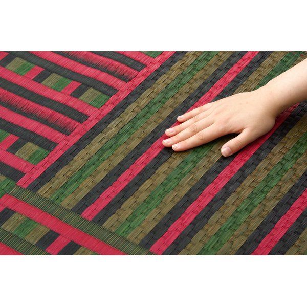 い草 ラグマット/絨毯 柳川段通 四重織 レッド 約95×191cm 日本製 抗菌 防臭 調湿機能付 〔リビング ダイニング〕代引NG