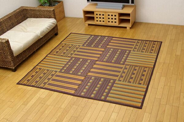 い草 ラグマット/絨毯 柳川段通 四重織 レッド 約191×250cm 日本製 抗菌 防臭 調湿機能付 〔リビング ダイニング〕代引NG