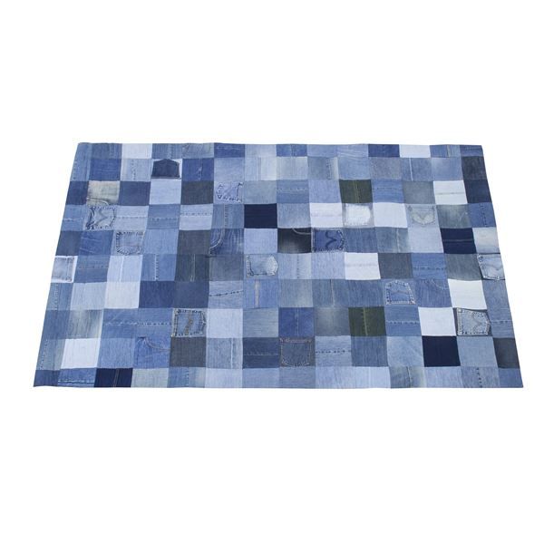 スーパSALE10倍＆4時間限定10％OFF ラグマット 絨毯 140×200cm 長方形 インド製 コットン 綿 ウレタンフォーム デニムラグ リビング ダイニング ベッドルーム 寝室